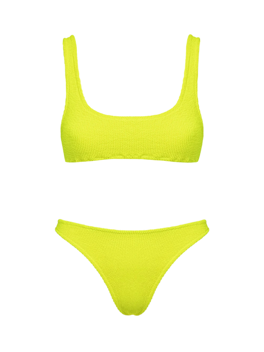 Woman fluo yellow classic crinkle bikini Naima Naomi