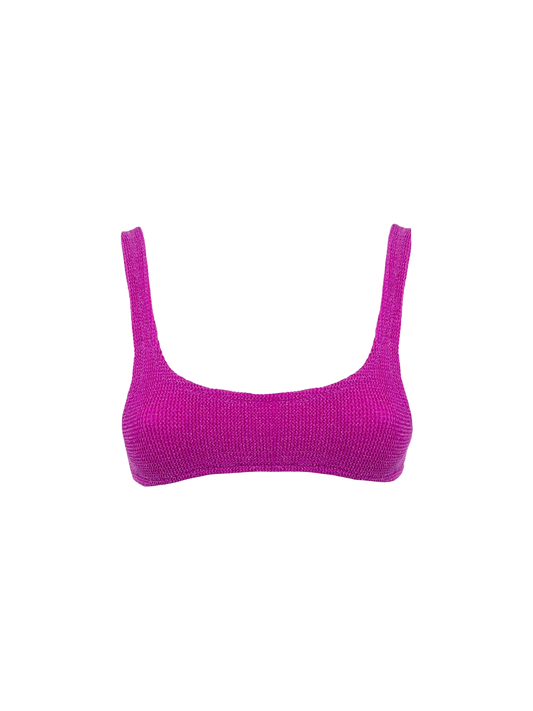 Woman fuchsia lurex classic crinkle bralette Naima