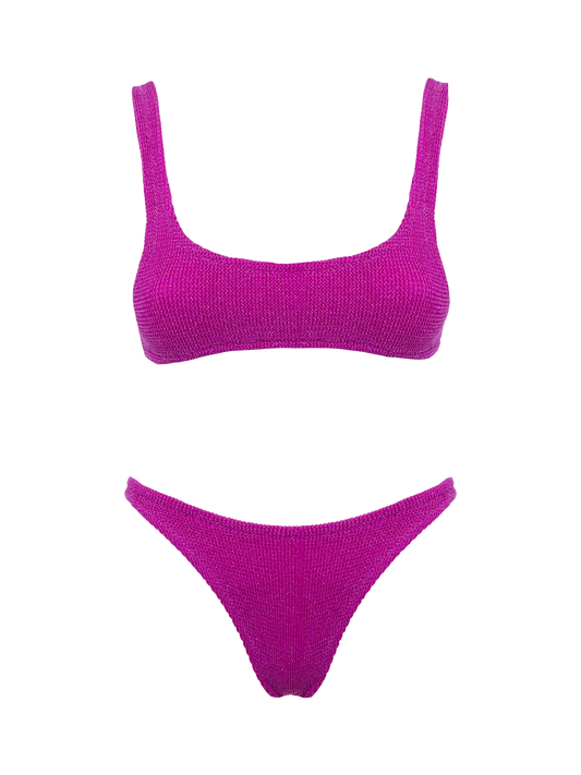 Woman fuchsia lurex classic crinkle bralette bikini Naima Naomi