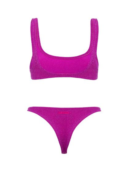 Woman fuchsia lurex classic crinkle bralette bikini Naima Naomi