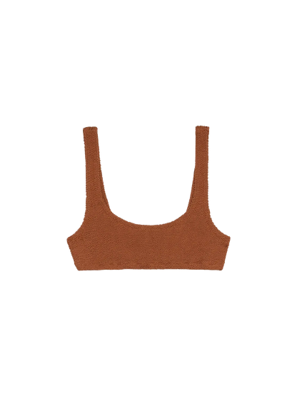 Naima camel brown crinkle classic bralette top