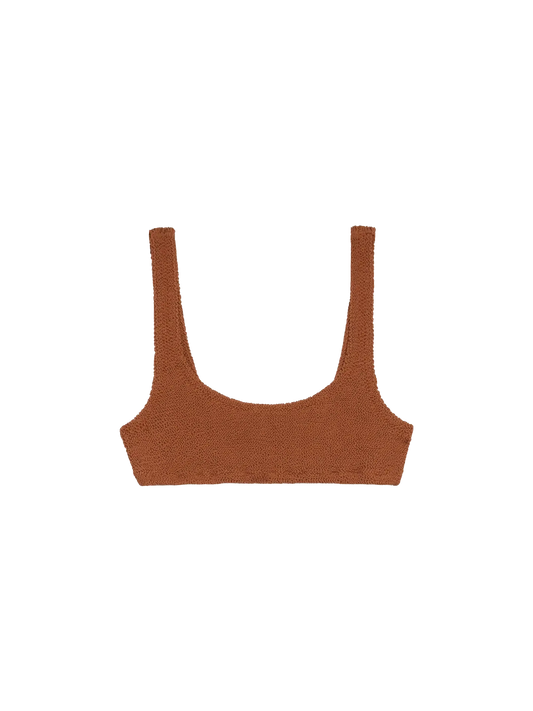 Naima camel brown crinkle classic bralette top