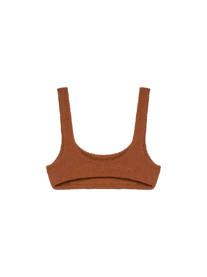Naima camel brown crinkle classic bralette top