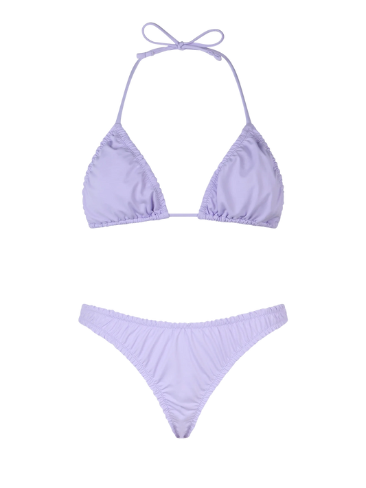 Woman ruffled lilac triangle bikini Nilly Nalu