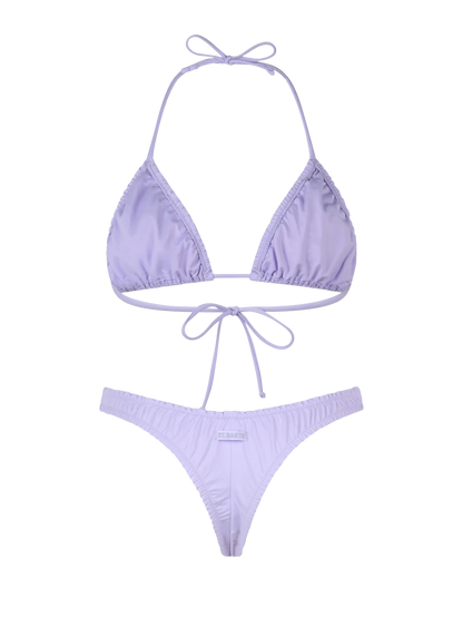 Woman ruffled lilac triangle bikini Nilly Nalu