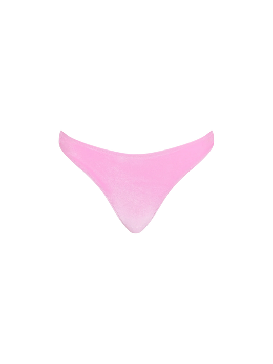 Woman pink velvet cheeky swim briefs Naomi