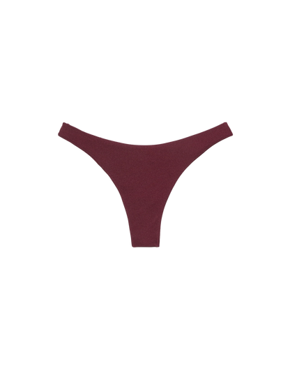 Naomi burgundy cheeky swim briefs with rhinestone embellishment