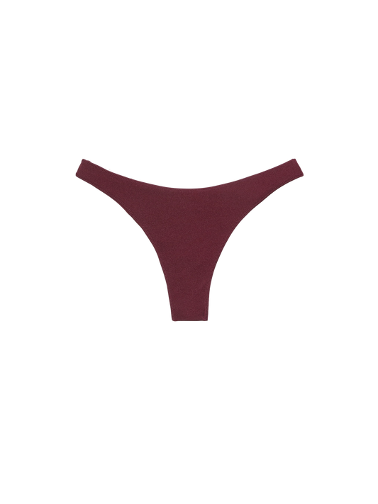 Naomi burgundy cheeky swim briefs with rhinestone embellishment