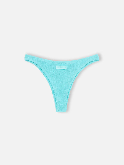Woman water green crinkle cheeky swim briefs Naomi
