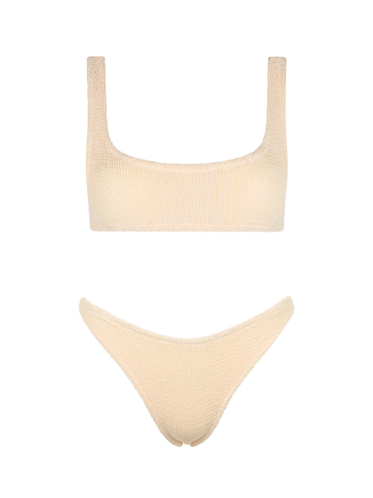 Woman beige classic crinkle bralette bikini Naima Naomi