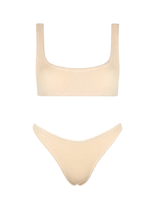 Woman beige classic crinkle bralette bikini Naima Naomi