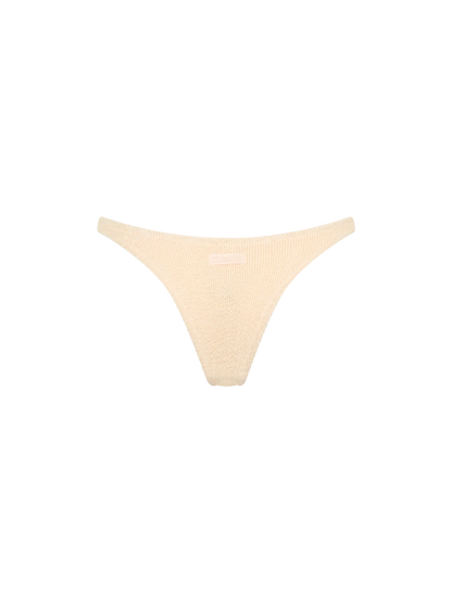 Woman beige crinkle cheeky swim briefs Naomi