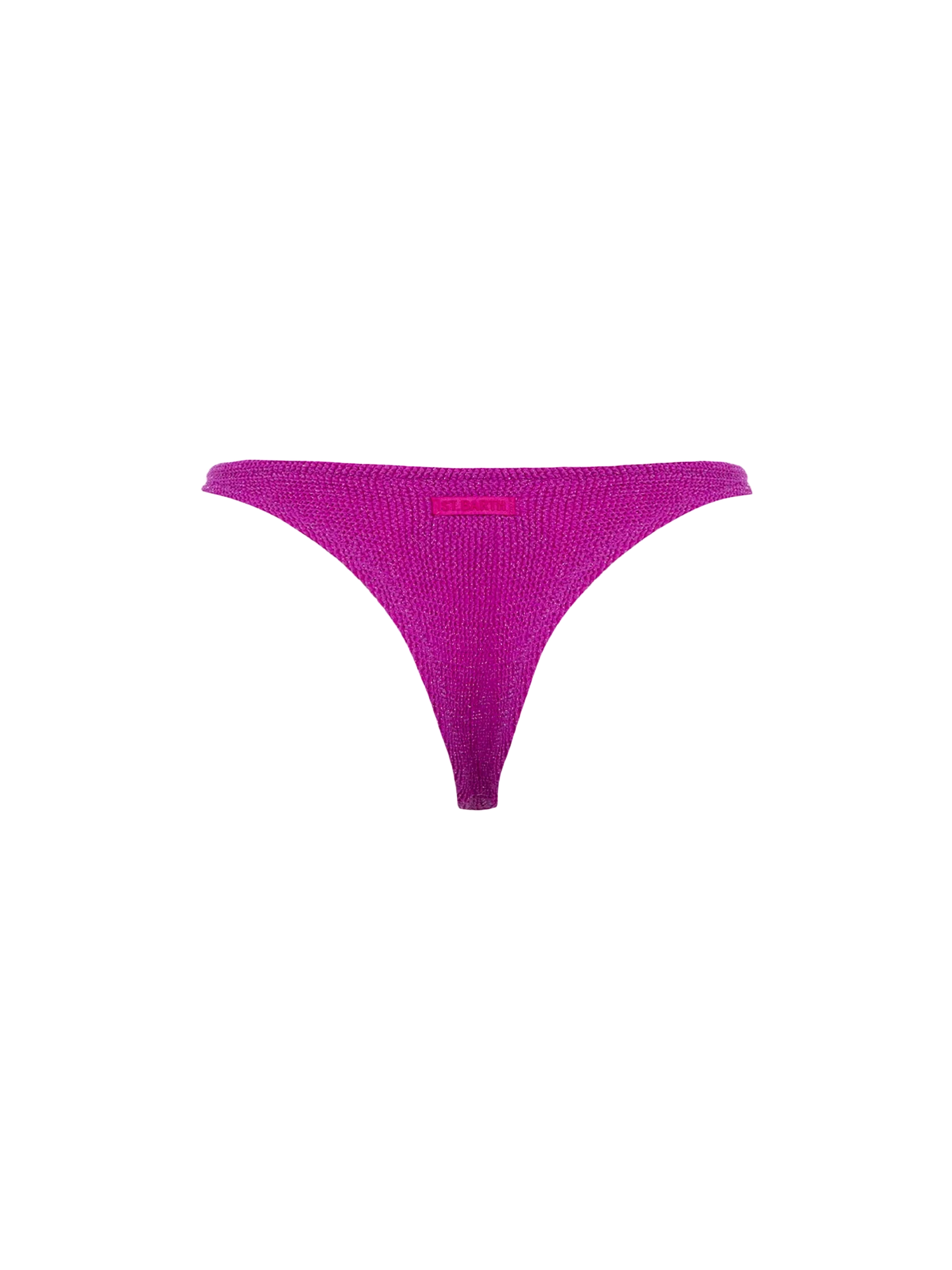 Woman fuchsia lurex crinkle cheeky swim briefs Naomi