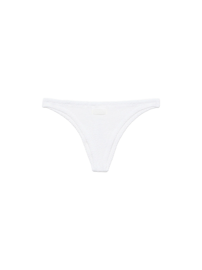 Naomi white crinkle cheeky swim briefs