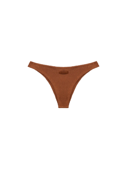 Naomi camel brown crinkle cheeky swim briefs