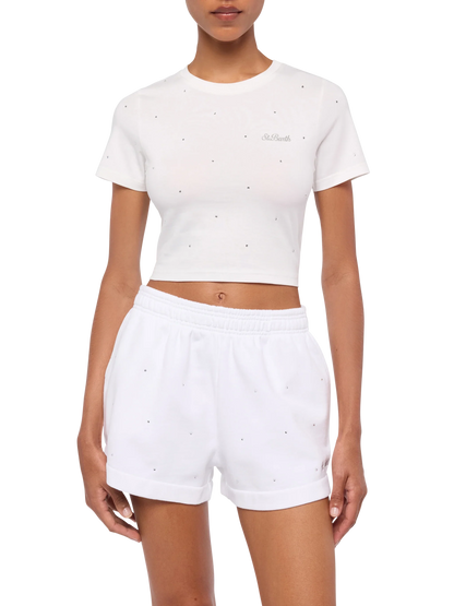 Nives cotton t-shirt with rhinestone embellishment
