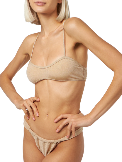 Woman lurex scooped bikini swimsuit Laryn Noelle