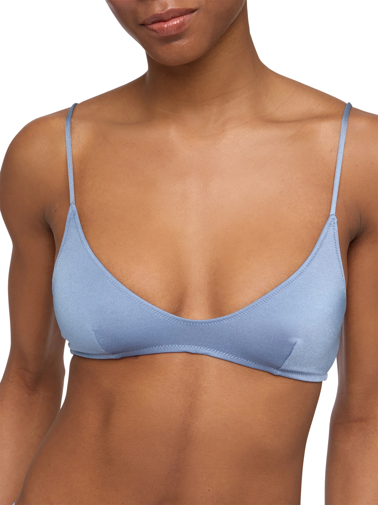 Paloma Lido shimmer avio blue bikini with scoop bralette top and classic briefs