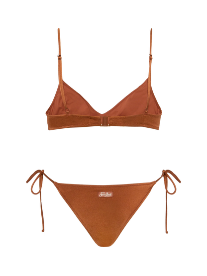 Scoop bralette brown bikini Paloma Marielle with rhinestone embellishment