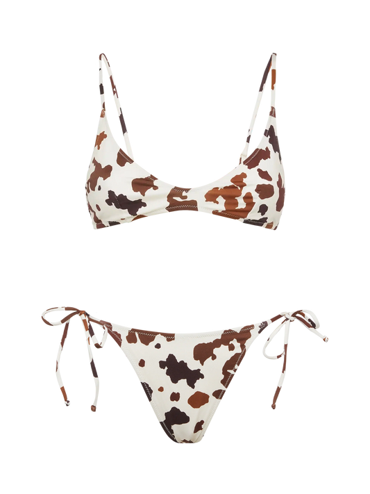 Scoop bralette bikini Paloma Norah with cow skin print