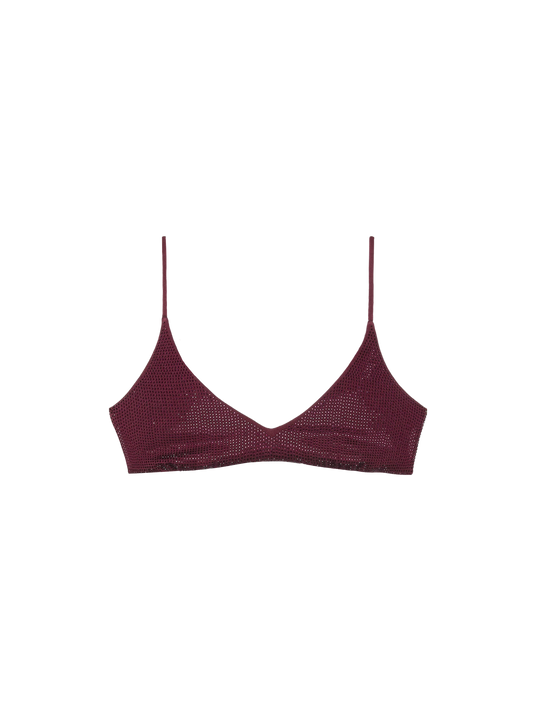 Paloma burgundy scoop bralette with rhinestone embellishment