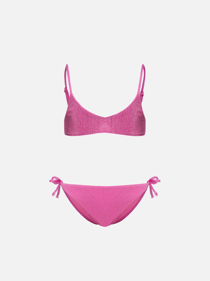 Paloma Jr pink bralette bikini with rhinestones