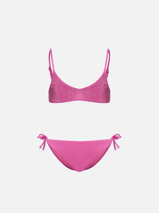 Paloma Jr pink bralette bikini with rhinestones