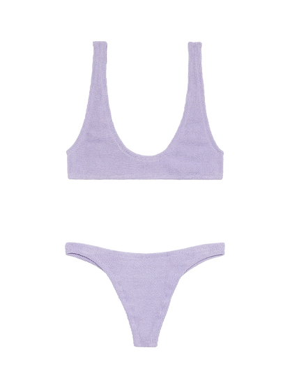Woman lilac lurex tiny crinkle bralette bikini Pamy Naomi