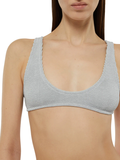 Pamy lurex silver tiny crinkle bralette