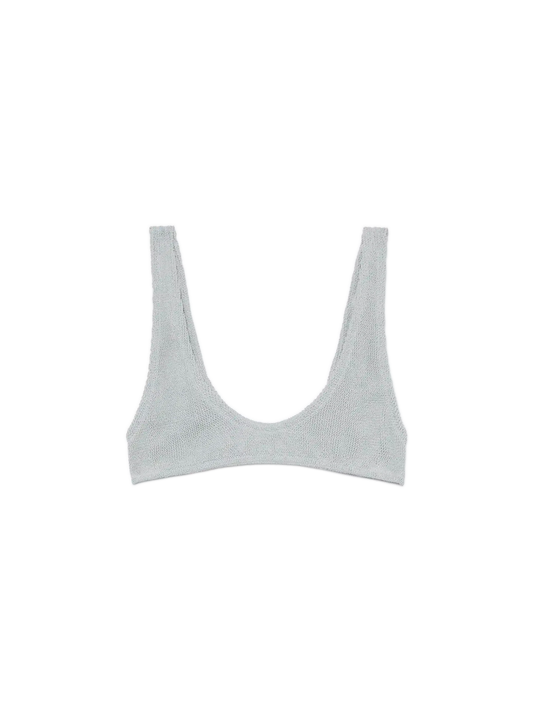 Pamy lurex silver tiny crinkle bralette
