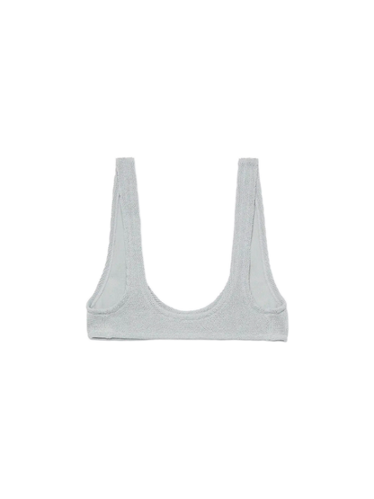Pamy lurex silver tiny crinkle bralette