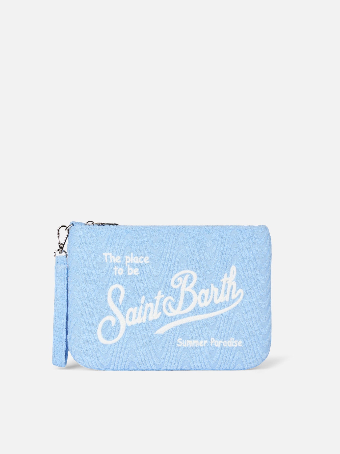 Light blue terry embossed Parisienne Sponge pouch bag - MC2 Saint Barth