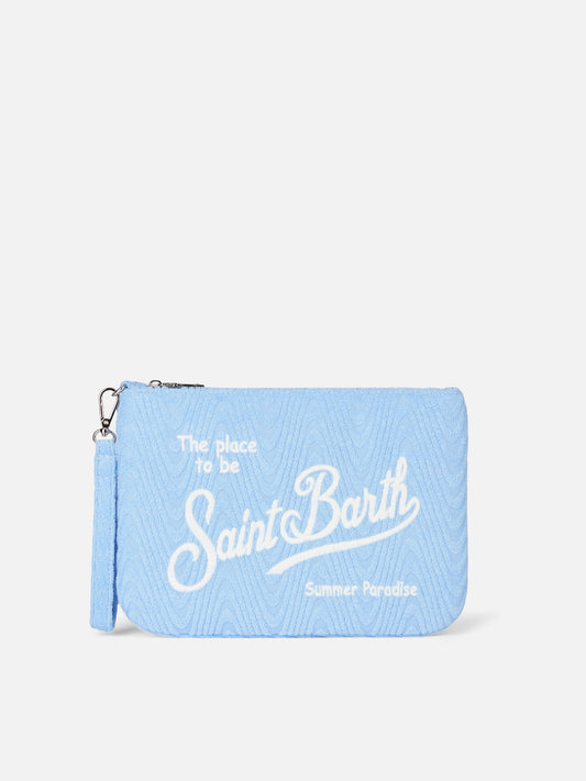 Light blue terry embossed Parisienne Sponge pouch bag - MC2 Saint Barth