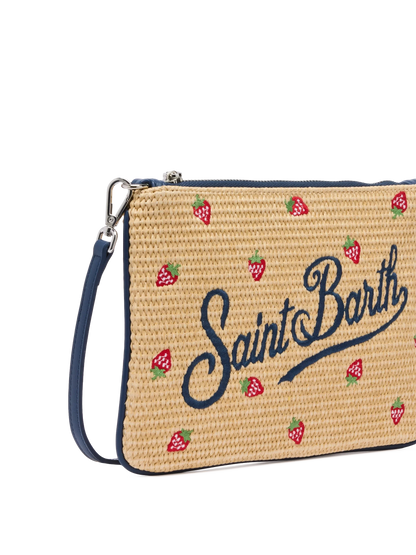Parisienne Straw effect pouch bag with strawberry print - MC2 Saint Barth