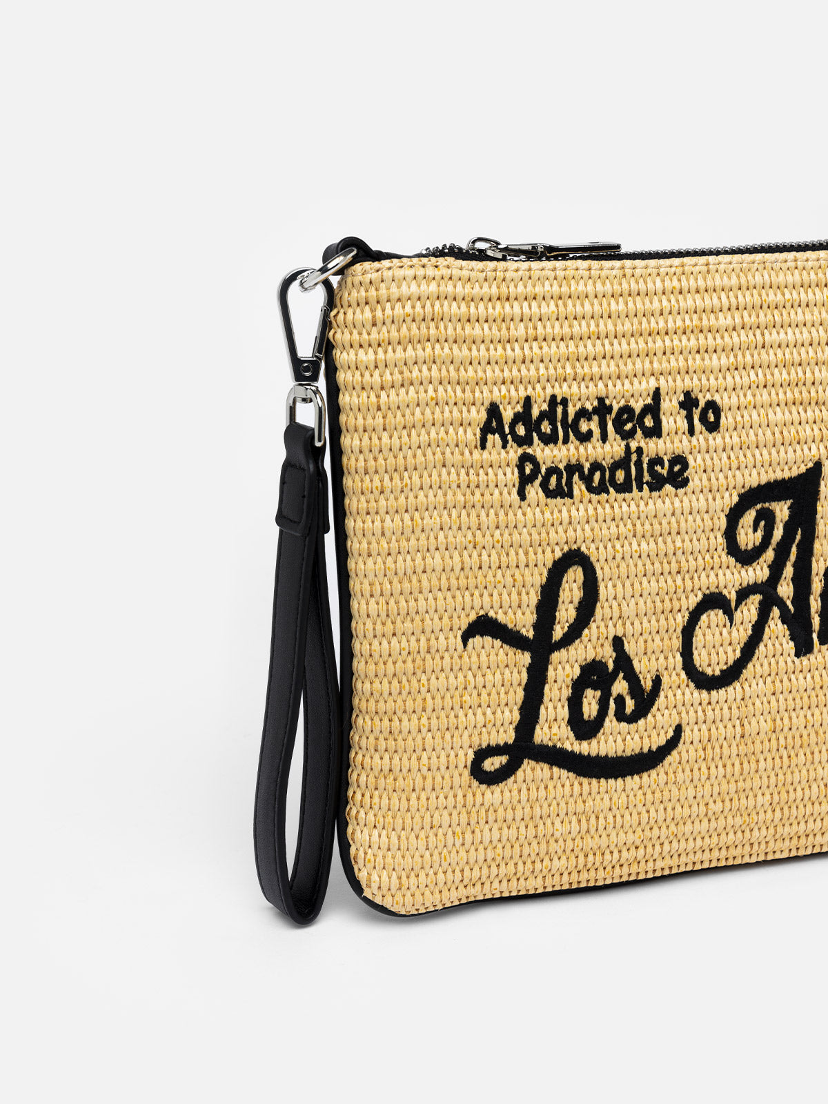 Parisienne Straw pochette with Los Angeles embroidery - MC2 Saint Barth