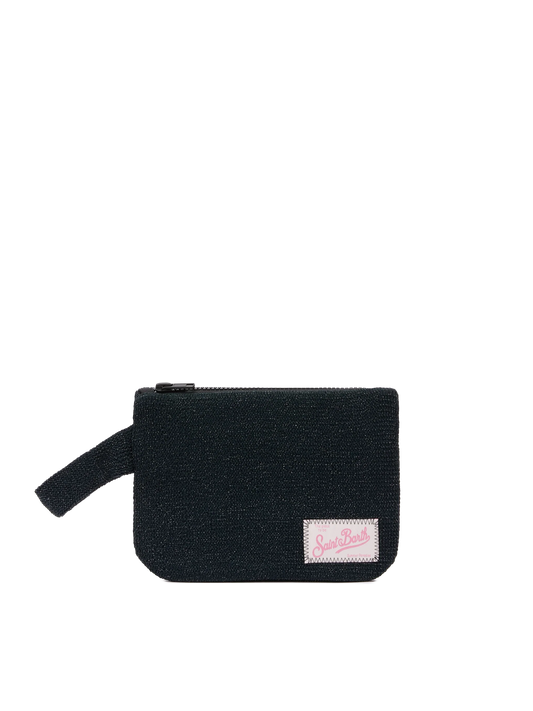 Pareasy black crinkle lurex pochette