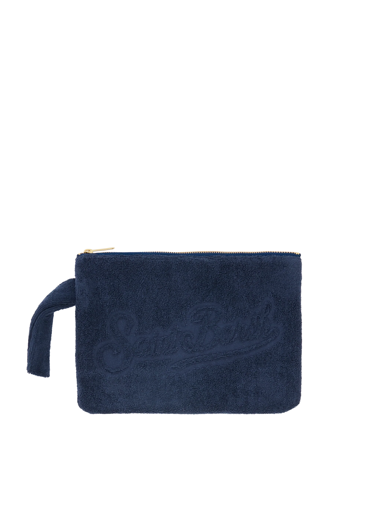 Navy blue Pareasy pochette with jacquard Saint Barth logo