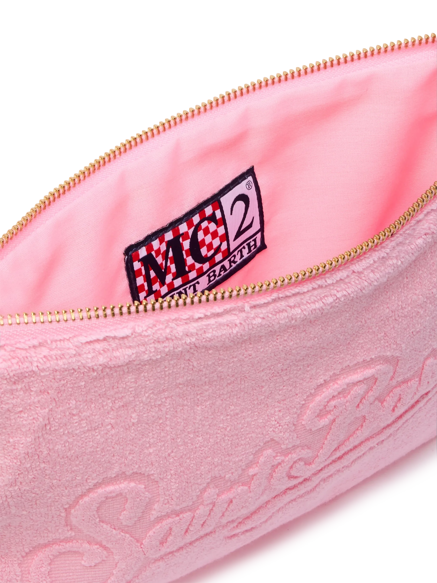 Pink Pareasy pochette with jacquard Saint Barth logo