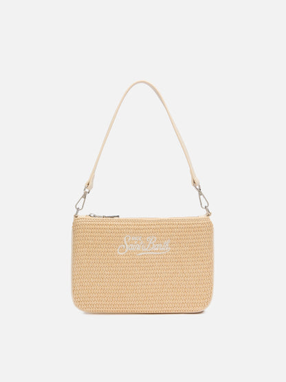 Beige Parisienne Straw mini pouch bag - MC2 Saint Barth