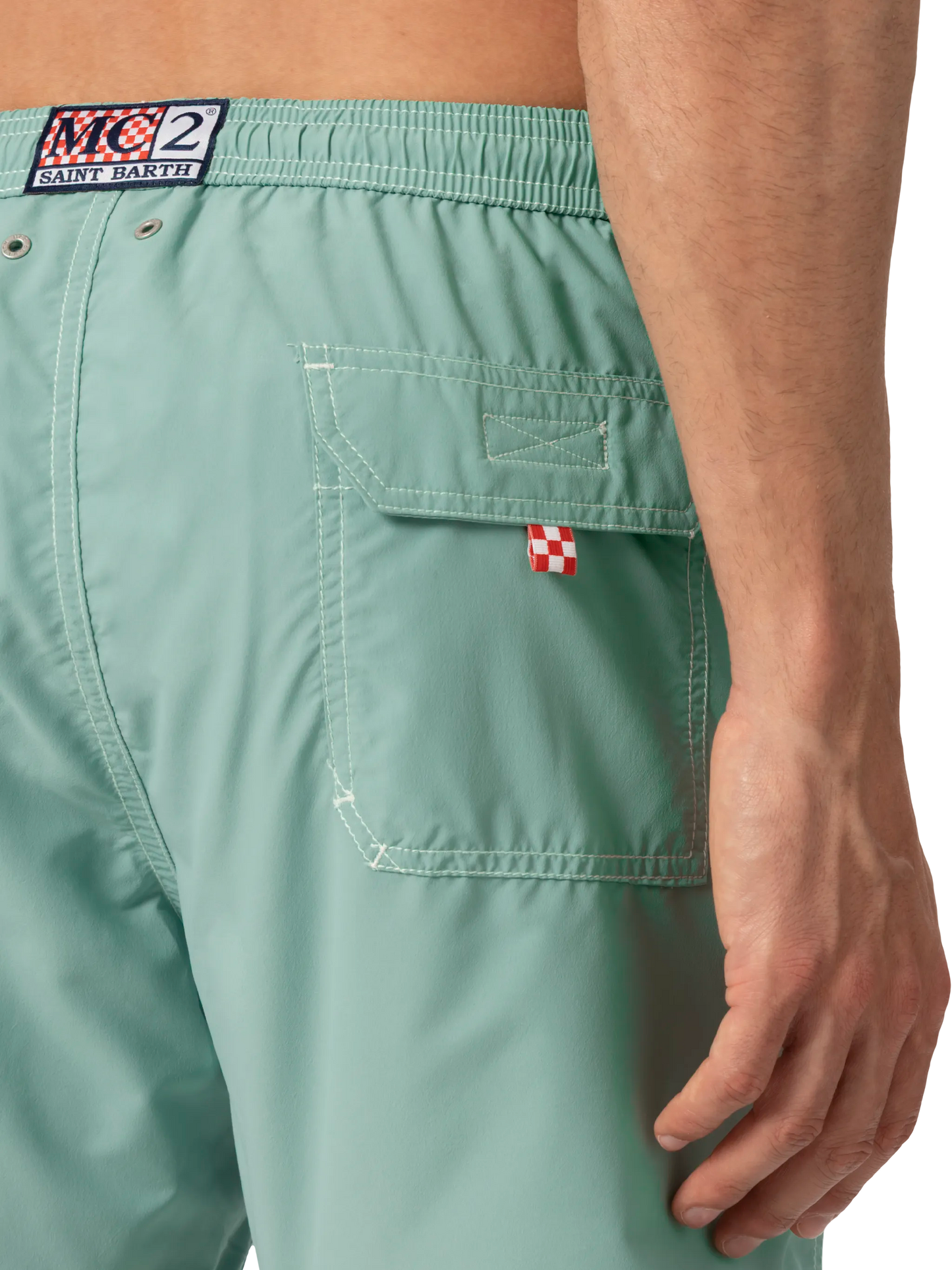 Sage green mid-length classic light swim shorts Patmos