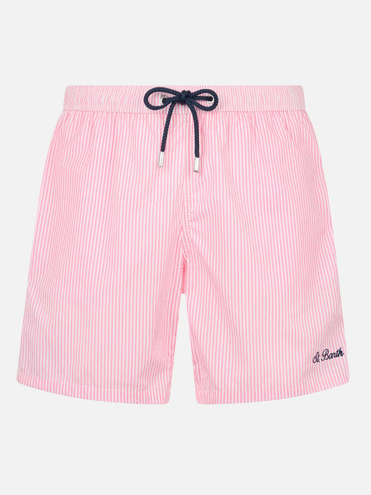 Seersucker pink striped classic light swim shorts Patmos