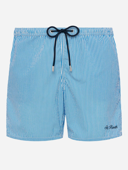 Seersucker bluette striped classic light swim shorts Patmos