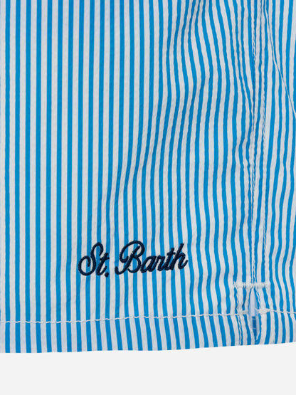 Seersucker bluette striped classic light swim shorts Patmos