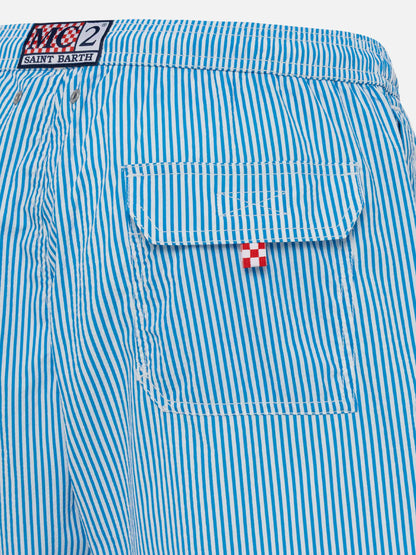 Seersucker bluette striped classic light swim shorts Patmos