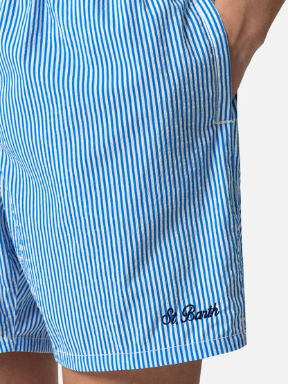 Seersucker bluette striped classic light swim shorts Patmos