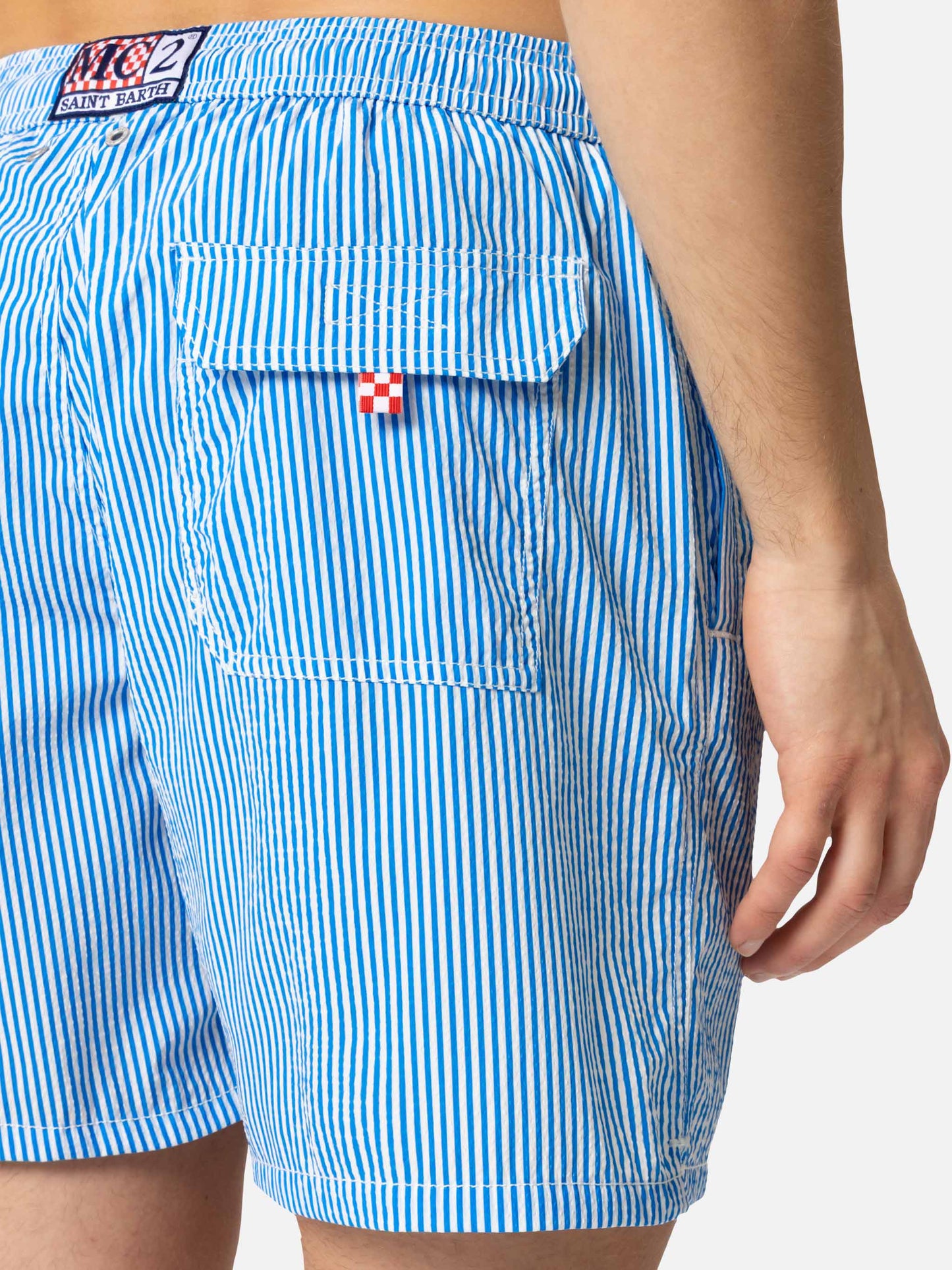 Seersucker bluette striped classic light swim shorts Patmos