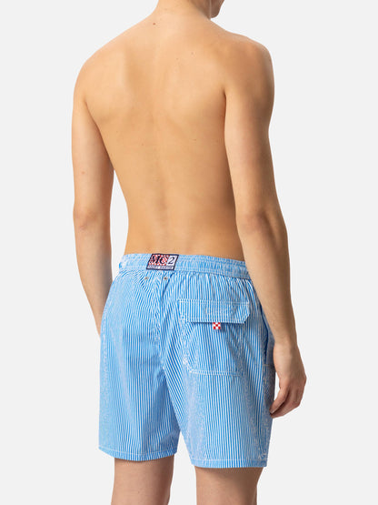 Seersucker bluette striped classic light swim shorts Patmos