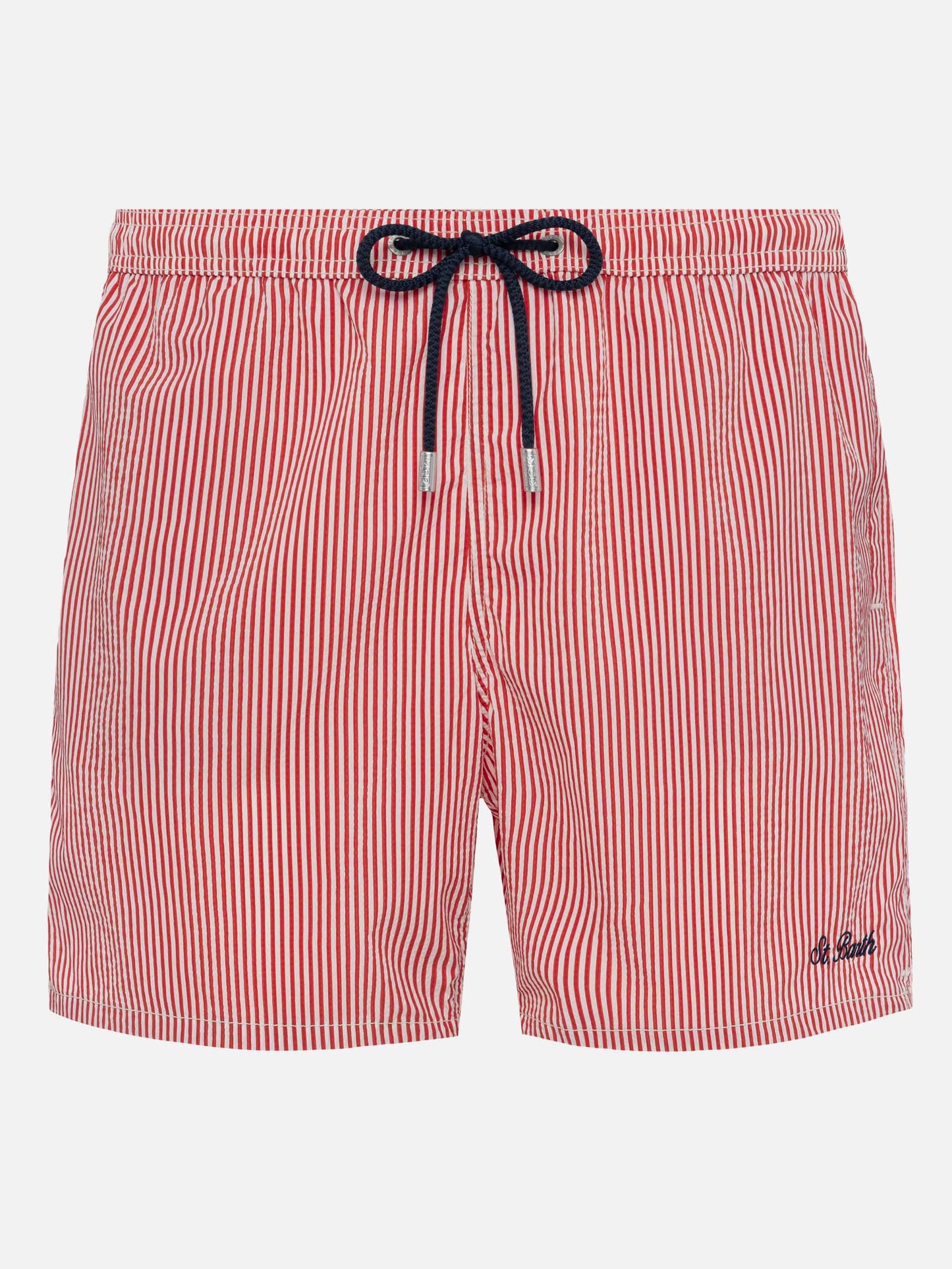 Seersucker red striped classic light swim shorts Patmos