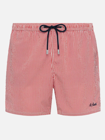 Seersucker red striped classic light swim shorts Patmos