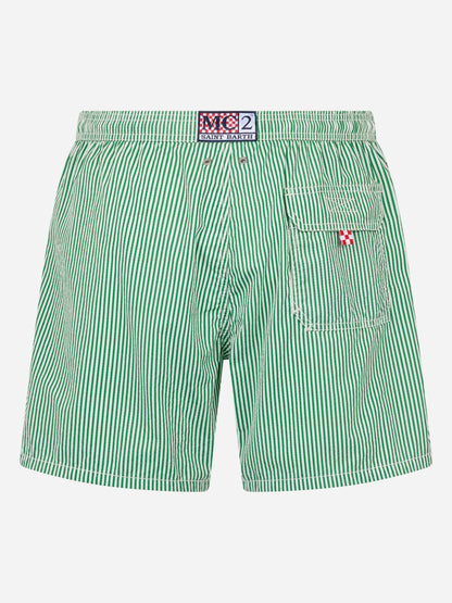 Seersucker green striped classic light swim shorts Patmos